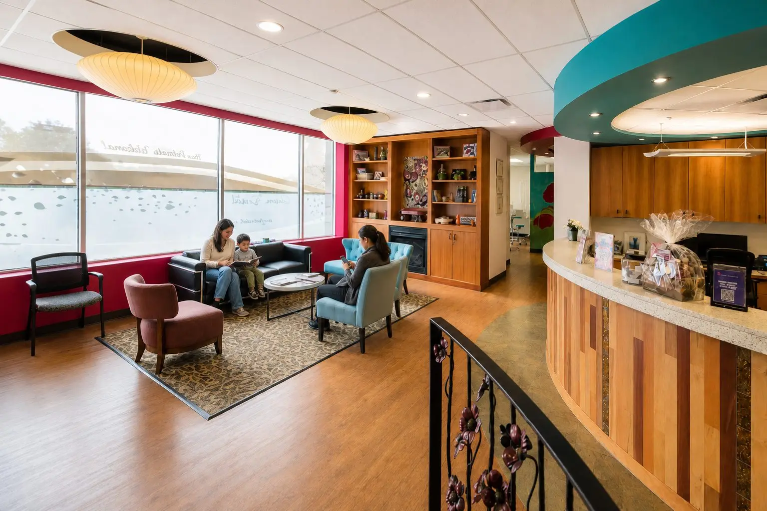 Parent and child in the Glenora Dental Family Dentistry waiting room